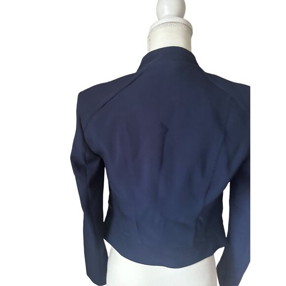 WHITE HOUSE BLACK MARKET WHBM Navy Blue Zip Trim Jacket Size 00 - Picture 3 of 5